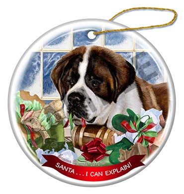 Raining Cats and Dogs | Santa I Can Explain Saint Bernard Dog Christmas Ornament