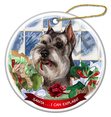 Raining Cats and Dogs | Schnauzer Santa I Can Explain Dog Christmas Ornament