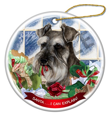 Raining Cats and Dogs | Schnauzer Santa I Can Explain Uncropped Dog Christmas Ornament