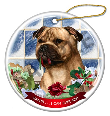 Raining Cats and Dogs | Santa I Casn Explain Staffordshire Terrier Dog Christmas Ornament