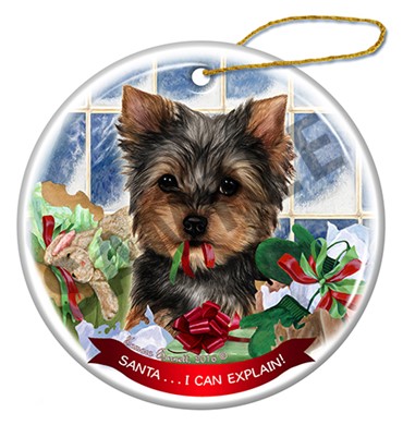 Raining Cats and Dogs | Santa I Can Explain Yorkie Dog Christmas Ornament