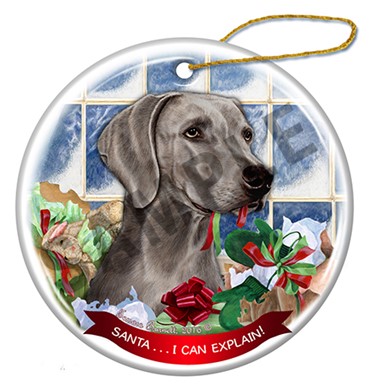 Raining Cats and Dogs | Weimaraner Santa I Can Explain Dog Christmas Ornament