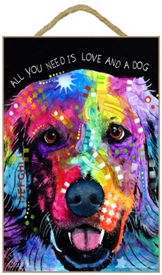 Raining Cats and Dogs | Golden Retriever - All you need is love and a dog sign