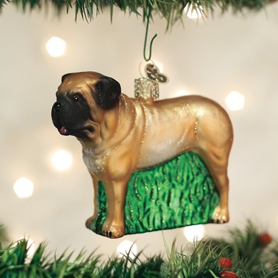 Raining Cats and Dogs | English Mastiff Old World Christmas Glass Dog Ornament