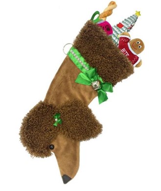 Raining Cats and Dogs |Brown Poodle Hearth Hound Christmas Stocking