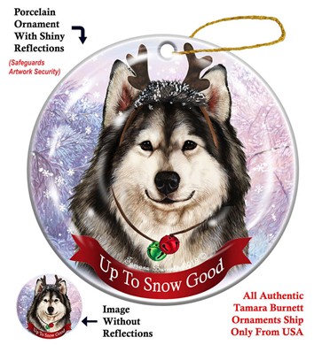 Raining Cats and Dogs | Alaskan Malamute Up to Snow Good Dog Christmas Ornament