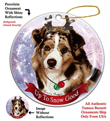 Raining Cats and Dogs | Australian Shepherd Up to Snow Good Christmas Ornament