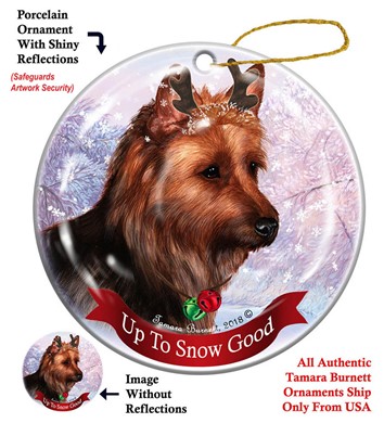 Raining Cats and Dogs | Australian Terrier Up to Snow Good Christmas Ornament