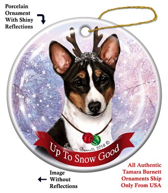 Raining Cats and Dogs | Basenji Up to Snow Good Dog Christmas Ornament
