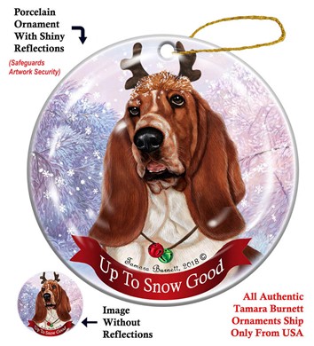 Raining Cats and Dogs | Basset Hound Up to Snow Good Christmas Ornament