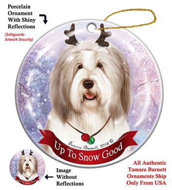 Raining Cats and Dogs | Bearded Collie Up to Snow Good Dog Christmas Ornament