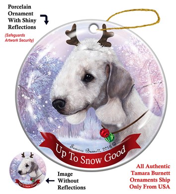 Raining Cats and Dogs | Bedlington Terrier Up to Snow Good Dog Christmas Ornament