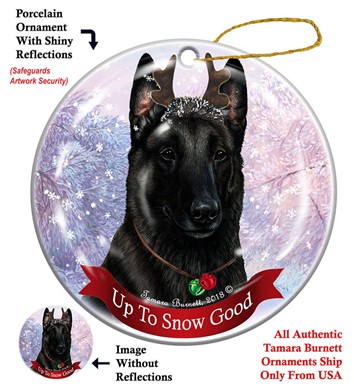 Raining Cats and Dogs | Belgian Malinois Up to Snow Good Christmas Ornament
