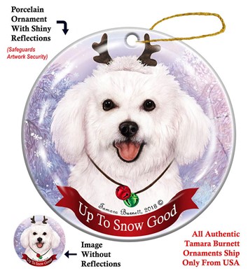 Raining Cats and Dogs | Bichon Frise Up to Snow Good Christmas Ornament