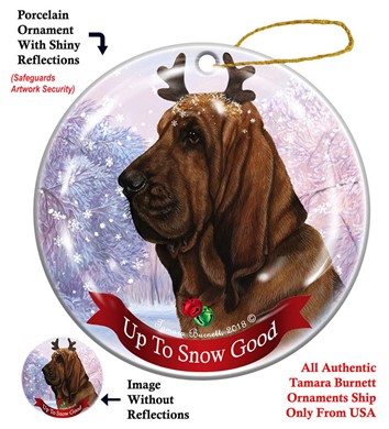 Raining Cats and Dogs | Bloodhound Up to Snow Good Christmas Ornament