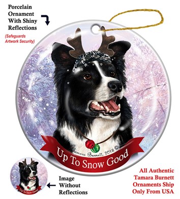 Raining Cats and Dogs | Border Collie Up to Snow Good Christmas Ornament