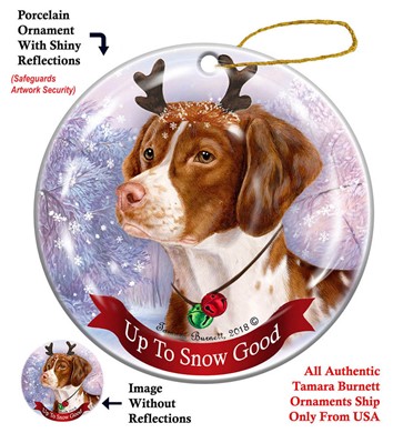Raining Cats and Dogs | Brittany Up to Snow Good Dog Christmas Ornament