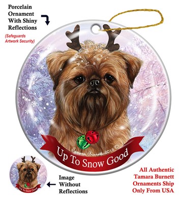 Raining Cats and Dogs |Brussels Griffon Up to Snow Good Dog Christmas Ornament