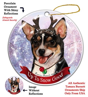 Raining Cats and Dogs | Chihuahua Up to Snow Good Dog Christmas Ornament