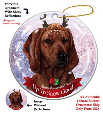 Raining Cats and Dogs | Coonhound Redbone Up to Snow Good Dog Christmas Ornament