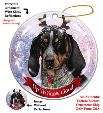 Raining Cats and Dogs | Coonhound Bluetick Up to Snow Good Dog Christmas Ornament