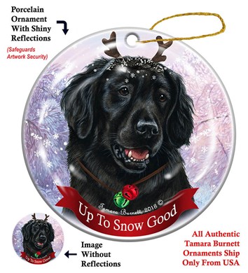 Raining Cats and Dogs | Flat Coated Retriever Up to Snow Good Christmas Ornament