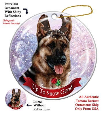 Raining Cats and Dogs | German Shepherd Up to Snow Good Dog Christmas Ornament