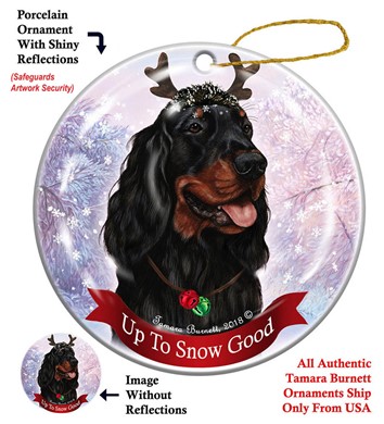 Raining Cats and Dogs | Gordon Setter Up To Snow Good Christmas Ornament