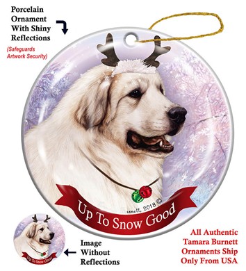 Raining Cats and Dogs | Great Pyrenees Up to Snow Good Dog Christmas Ornament