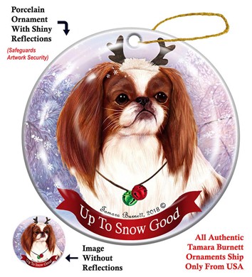 Raining Cats and Dogs |Japanese Chin Up To Snow Good Christm Up to Snow Good Dog Christmas Ornament