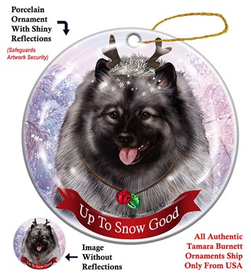 Raining Cats and Dogs | Keeshond Up to Snow Good Dog Christmas Ornament