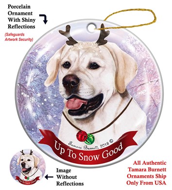 Raining Cats and Dogs | English Labrador Up to Snow Good Dog Christmas Ornament