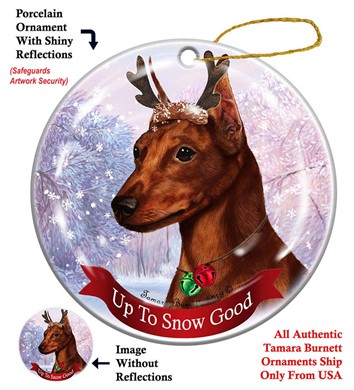 Raining Cats and Dogs | Miniature Pinscher Up to Snow Good Christmas Ornament
