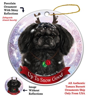 Raining Cats and Dogs | Pekingese Up to Snow Good Dog Christmas Ornament