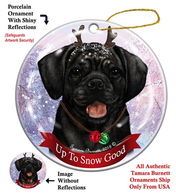 Raining Cats and Dogs |Puggle Up to Snow Good Dog Christmas Ornament