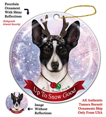 Raining Cats and Dogs |Rat Terrier Cropped  Up to Snow Good Dog Christmas Ornament