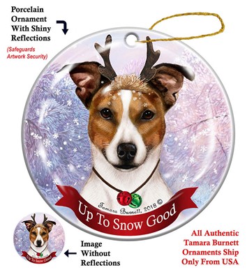 Raining Cats and Dogs |Rat Terrier Tip Ear Up to Snow Good Dog Christmas Ornament