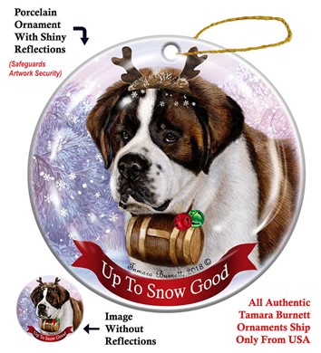 Raining Cats and Dogs | Saint Bernard  Up to Snow Good Dog Christmas Ornament