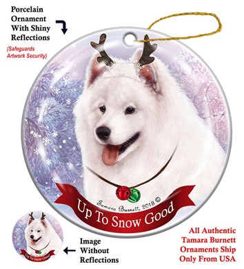 Raining Cats and Dogs | Samoyed Up to Snow Good Dog Christmas Ornament