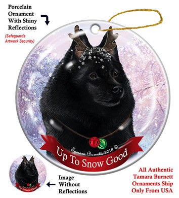 Raining Cats and Dogs | Schipperke Up to Snow Good Dog Christmas Ornament