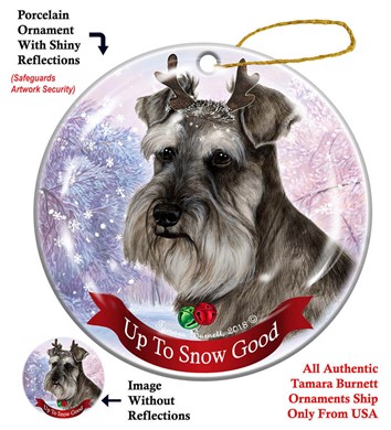 Raining Cats and Dogs | Schnauzer Up to Snow Good Dog Christmas Ornament