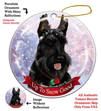 Raining Cats and Dogs | Scottish Terrier Up to Snow Good Dog Christmas Ornament