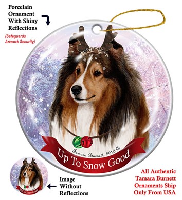 Raining Cats and Dogs | Shetland Sheepdog Up to Snow Good Dog Christmas Ornament