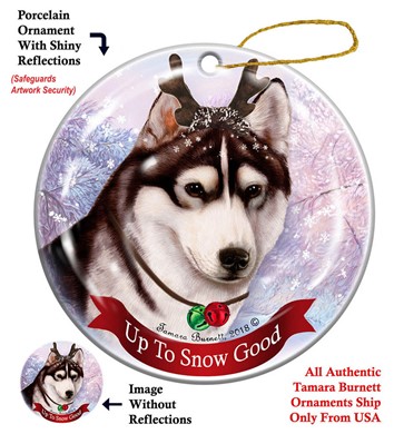 Raining Cats and Dogs | Siberian Husky Up to Snow Good Dog Christmas Ornament