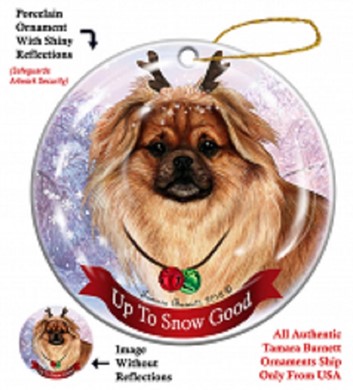 Raining Cats and Dogs | Tibetan Spaniel Up to Snow Good Christmas Ornament