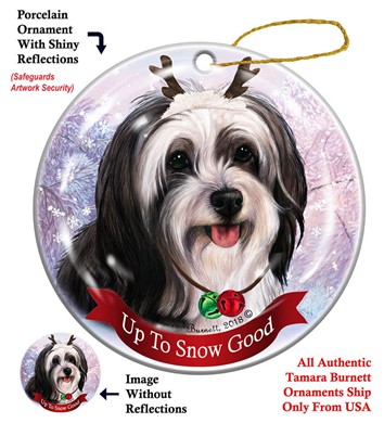 Raining Cats and Dogs | Tibetan Terrier Up to Snow Good Christmas Ornament