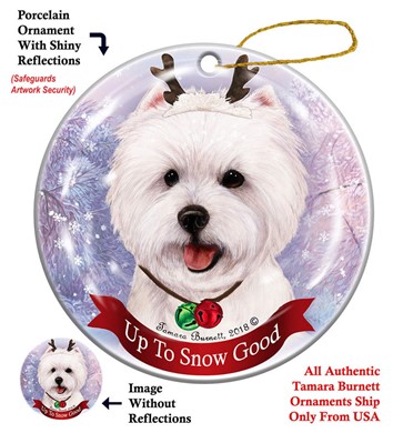 Raining Cats and Dogs | West Highland Terrier Up to Snow Good Dog Christmas Ornament