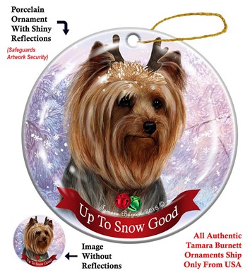 Raining Cats and Dogs | Yorkshire Terrier Up to Snow Good Dog Christmas Ornament