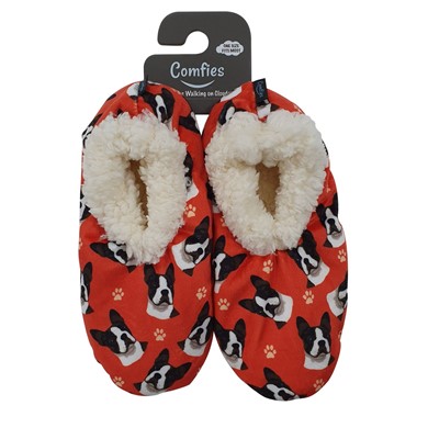 Raining Cats and Dogs | Boston Terrier Comfies Dog Print Slippers