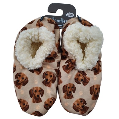 Raining Cats and Dogs | Dachshund Red Comfies Dog Print Slippers